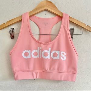 Adidas Bubblegum Pink Logo Sports Bra Top